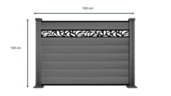 WPC-Sichtschutzzaun Valla - mit Design 1x Element + 2x Pfosten - Grau