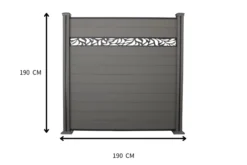 WPC-Sichtschutzzaun Valla - mit Design 1x Element + 2x Pfosten - Grau
