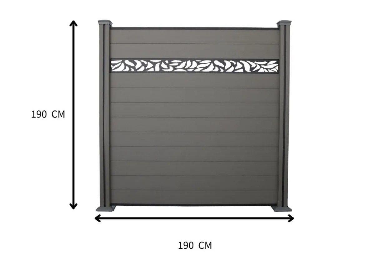 WPC-Sichtschutzzaun Valla - mit Design 1x Element + 2x Pfosten - Grau
