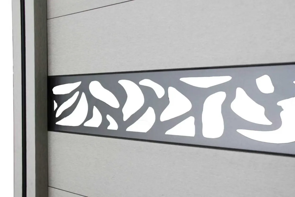 WPC-Sichtschutzzaun Valla - mit Design 1x Element + 2x Pfosten - Grau