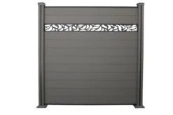 WPC-Sichtschutzzaun Valla - mit Design 1x Element + 2x Pfosten - Grau