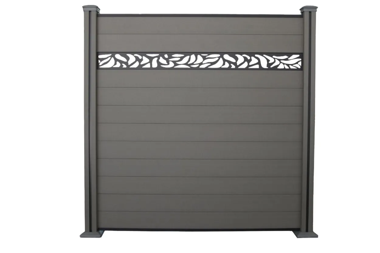 WPC-Sichtschutzzaun Valla - mit Design 1x Element + 2x Pfosten - Grau