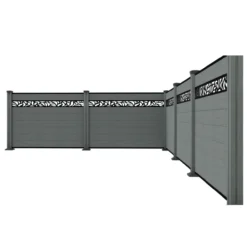 WPC-Sichtschutzzaun Valla - mit Design 5x Element + 6x Pfosten - Grau