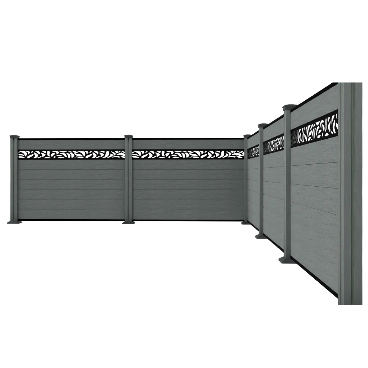 WPC-Sichtschutzzaun Valla - mit Design 5x Element + 6x Pfosten - Grau