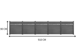 WPC-Sichtschutzzaun Valla - mit Design 5x Element + 6x Pfosten - Grau