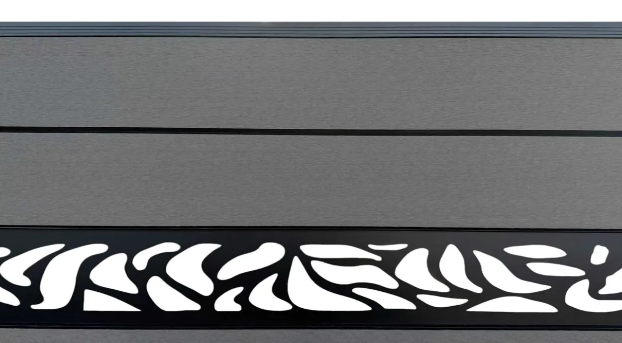 WPC-Sichtschutzzaun Valla - mit Design 5x Element + 6x Pfosten - Grau