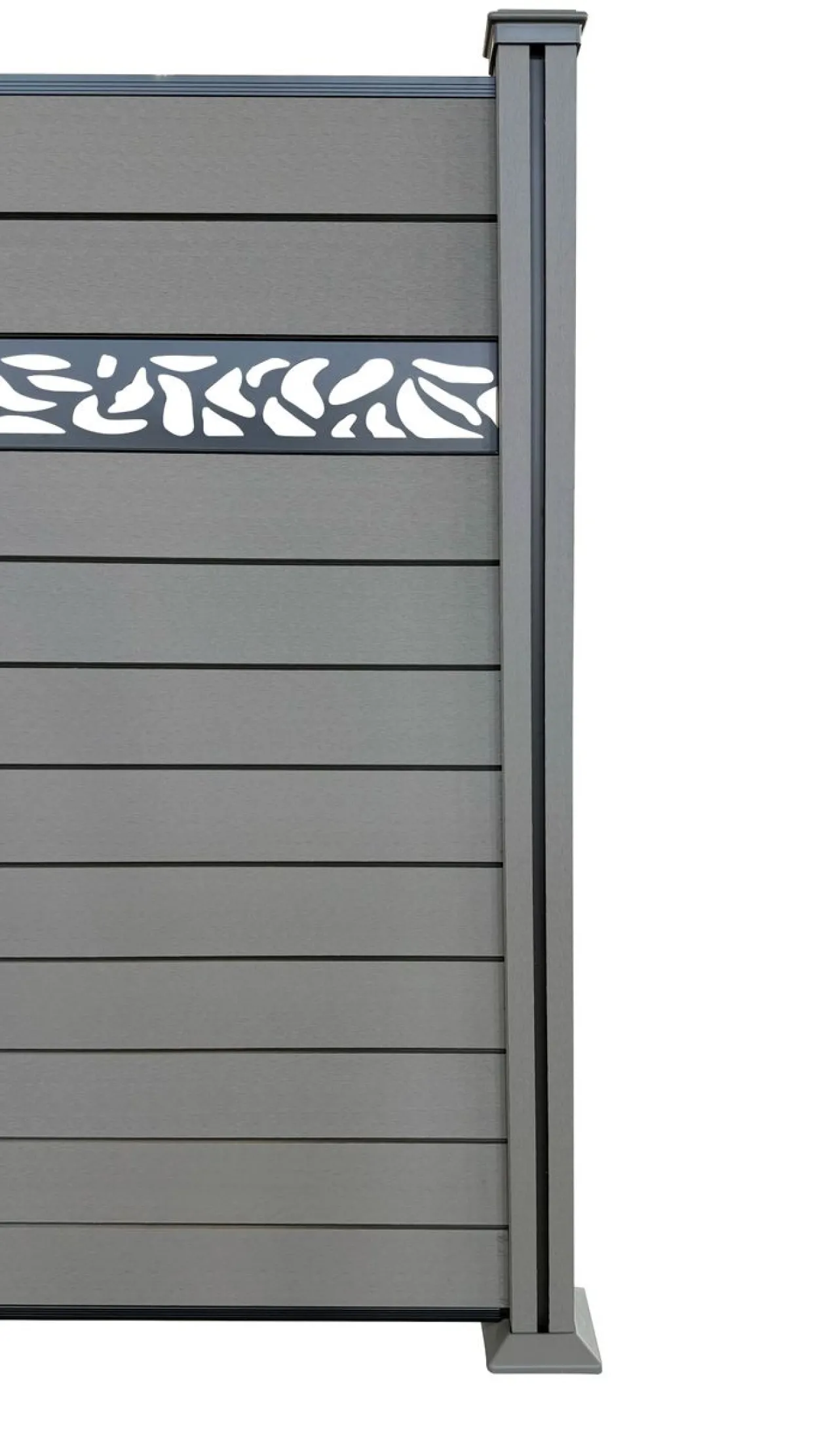 WPC-Sichtschutzzaun Valla - mit Design 5x Element + 6x Pfosten - Grau