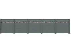 WPC-Sichtschutzzaun Valla - mit Design 5x Element + 6x Pfosten - Grau