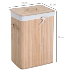 Wäschekorb, Wäschebox, Wäschesammler mit Deckel, faltbar, 72L, Natur