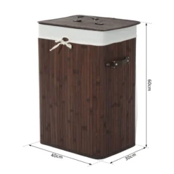 Wäschekorb, Wäschebox, Wäschesammler mit Deckel, faltbar, 72L, Dunkelbraun