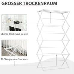 Wäscheständer faltbar 8-stufiger Trockenständer Metall Kunststoff Weiß 74 x 35 x 144 cm
