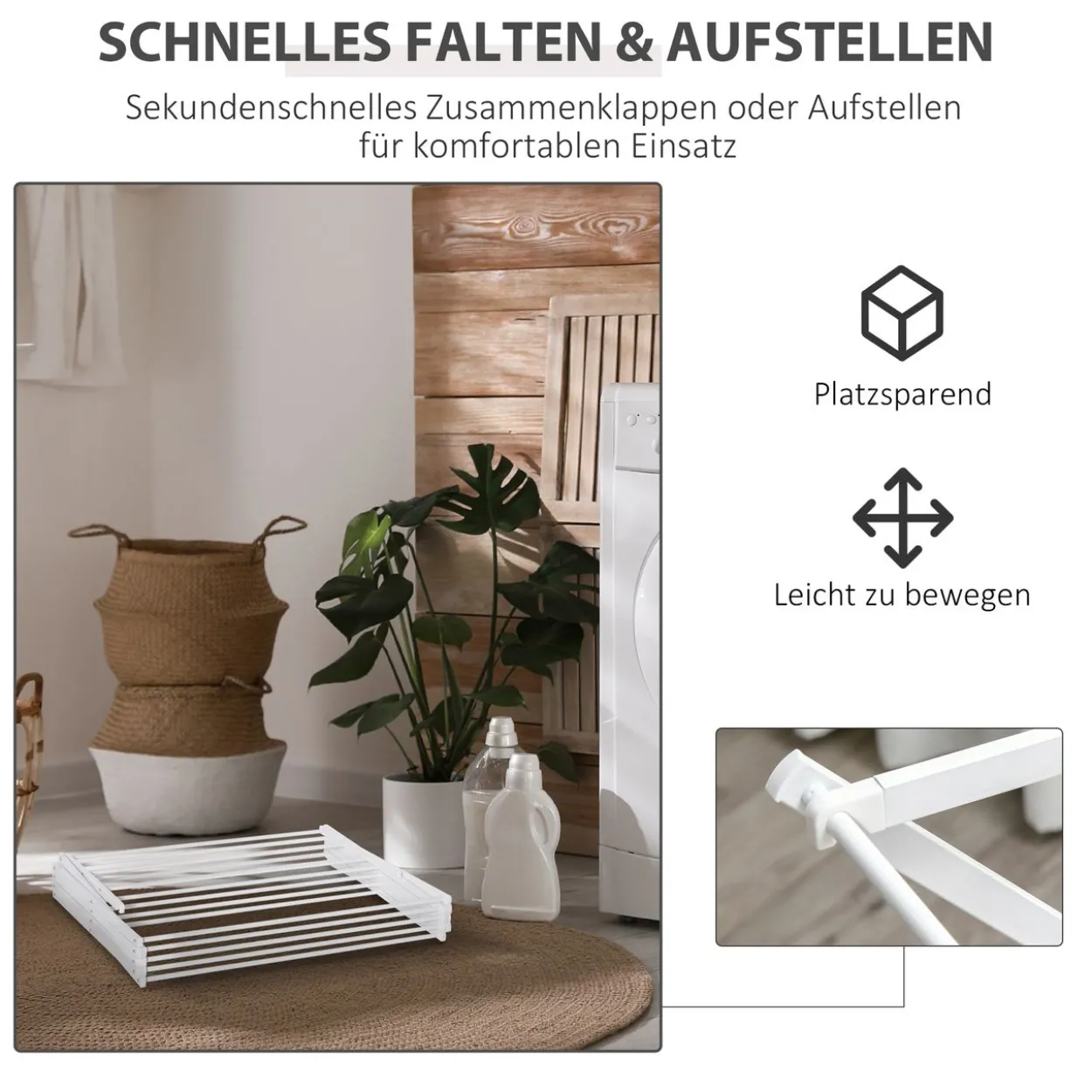 Wäscheständer faltbar 8-stufiger Trockenständer Metall Kunststoff Weiß 74 x 35 x 144 cm