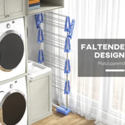 Wäscheständer Turmwäschetrockner 4 Ebenen klappbar höhenverstellbar Blau