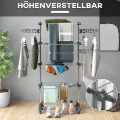 Wäscheständer Turmwäschetrockner 4 Ebenen klappbar höhenverstellbar Grau
