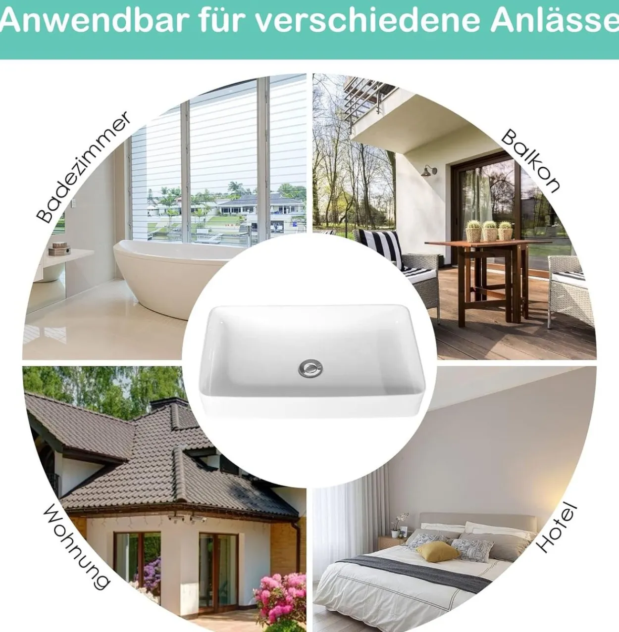 60x35cm Waschbecken mit Pop-up-Ablauf