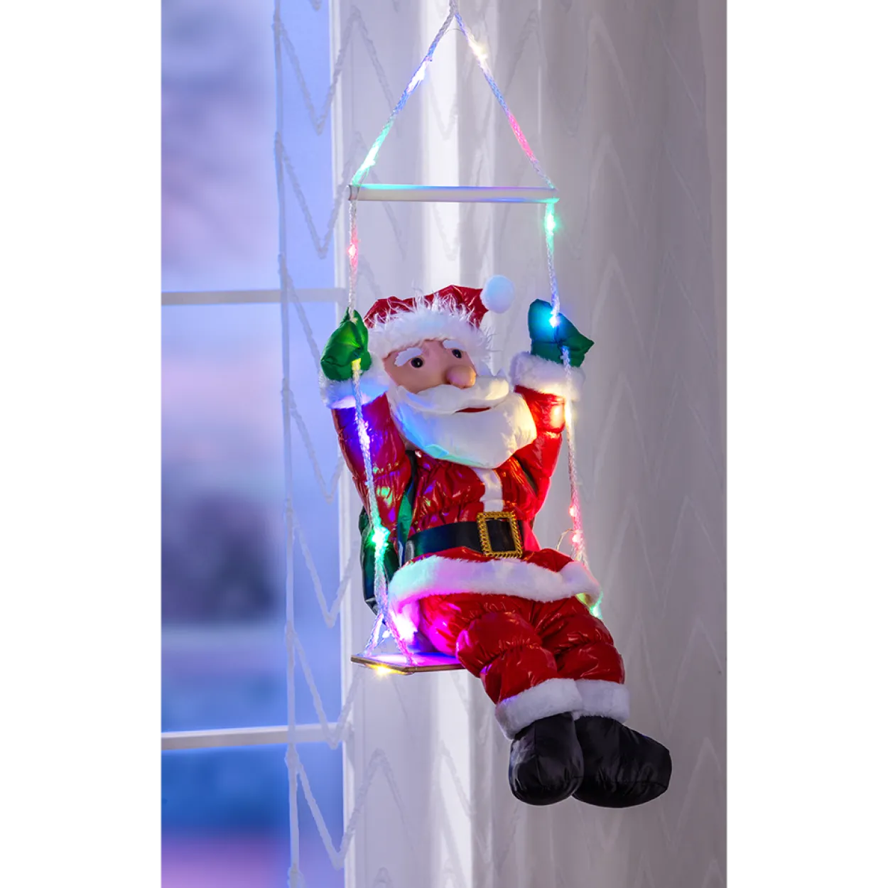 XL-LED-Weihnachtsmann "Auf Schaukel"