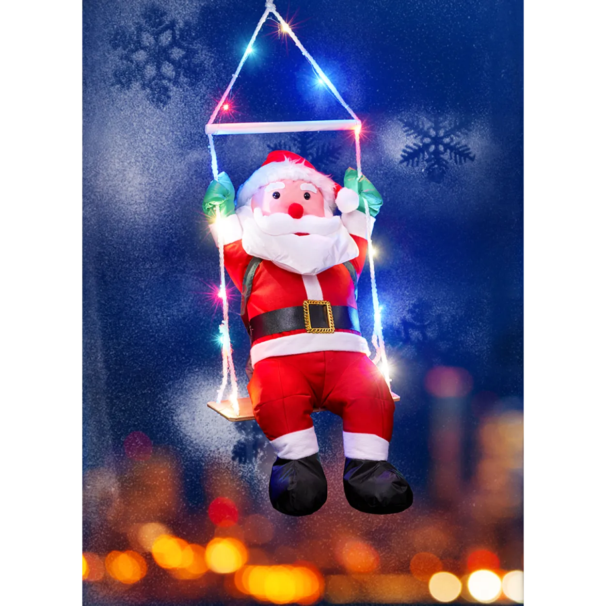XL-LED-Weihnachtsmann "Auf Schaukel"