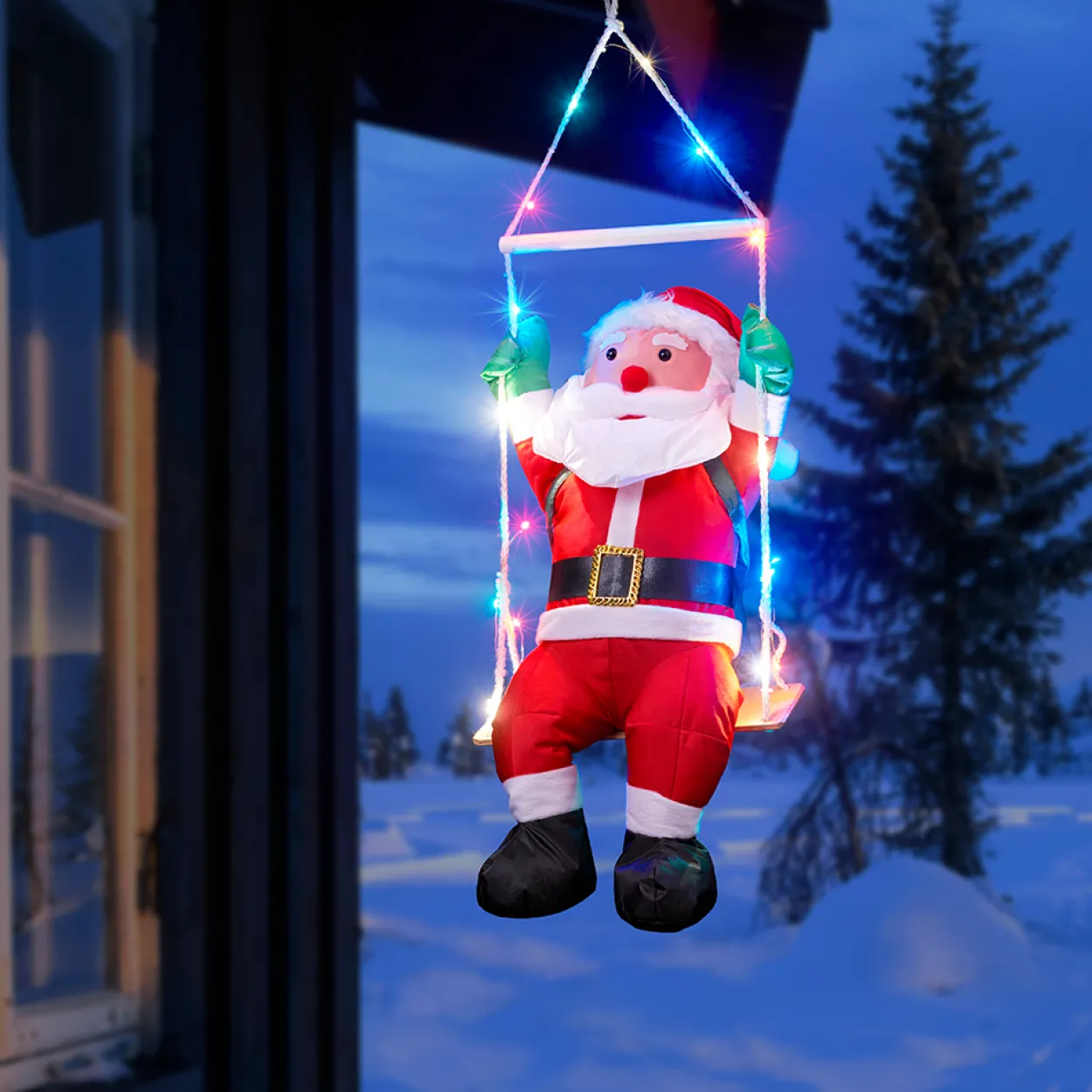 XL-LED-Weihnachtsmann "Auf Schaukel"