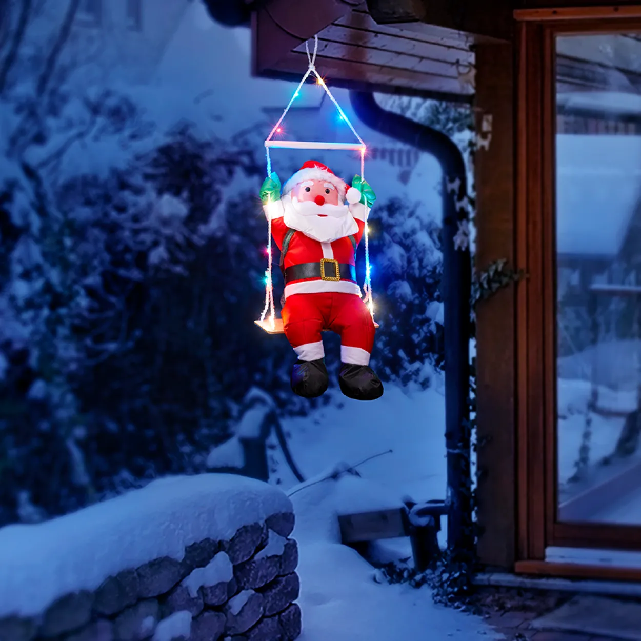 XL-LED-Weihnachtsmann "Auf Schaukel"