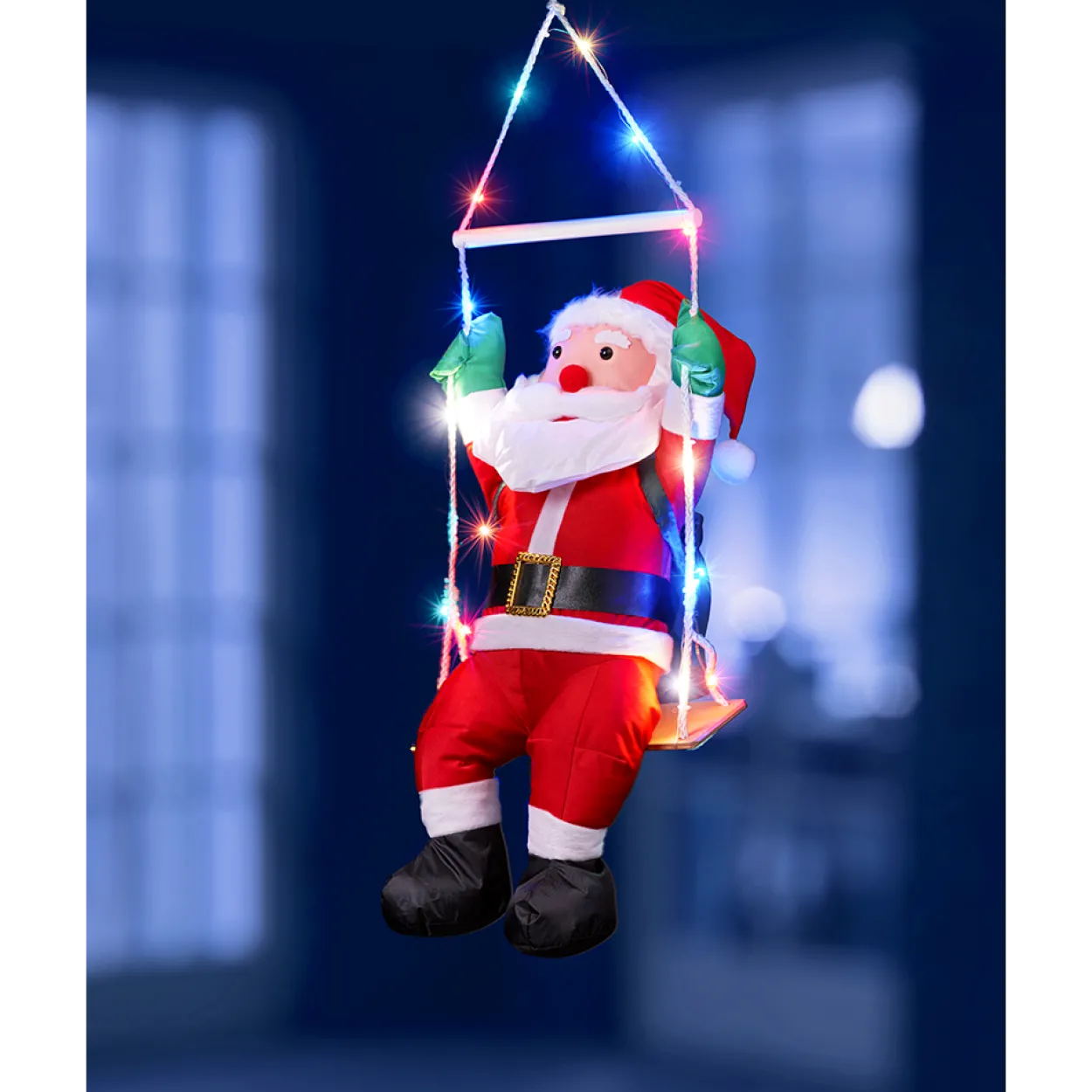XL-LED-Weihnachtsmann "Auf Schaukel"