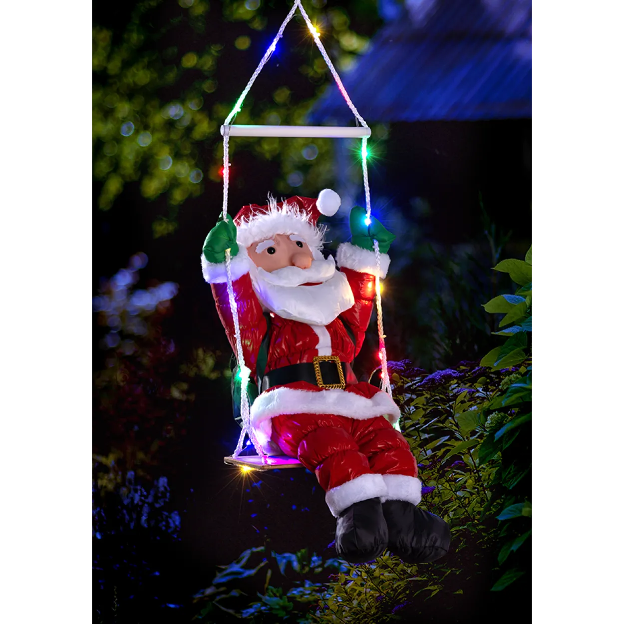XL-LED-Weihnachtsmann "Auf Schaukel"
