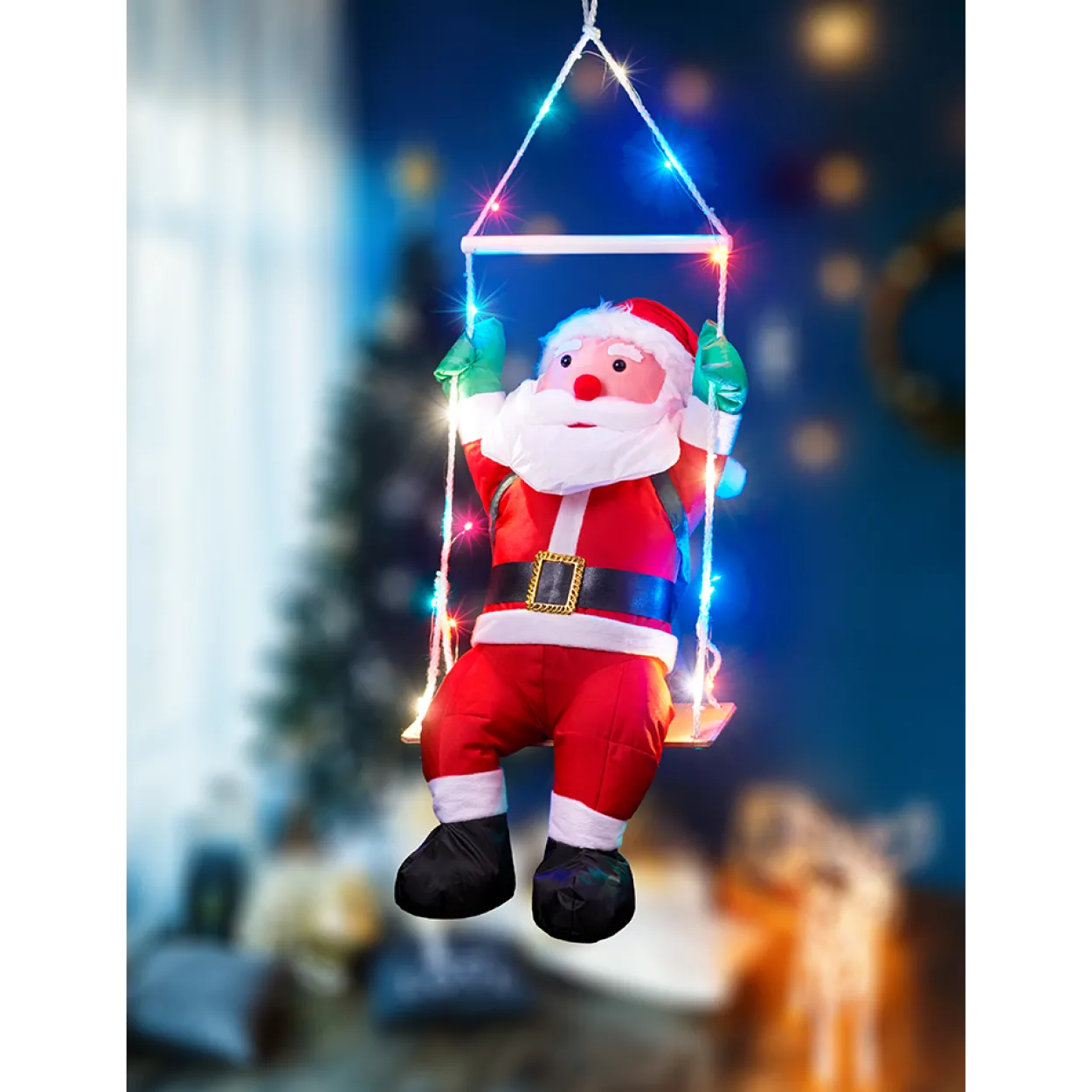 XL-LED-Weihnachtsmann "Auf Schaukel"
