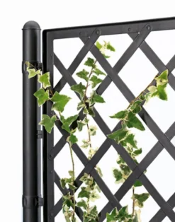 XL Rankgitter, Spalier mit Pflanzkasten in Rattan-Design, Farbe: Anthrazit