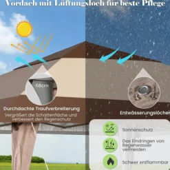 4x4m Faltpavillon, Pop Up Pavillon mit Rollen