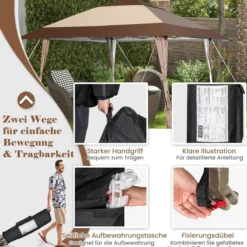 4x4m Faltpavillon, Pop Up Pavillon mit Rollen