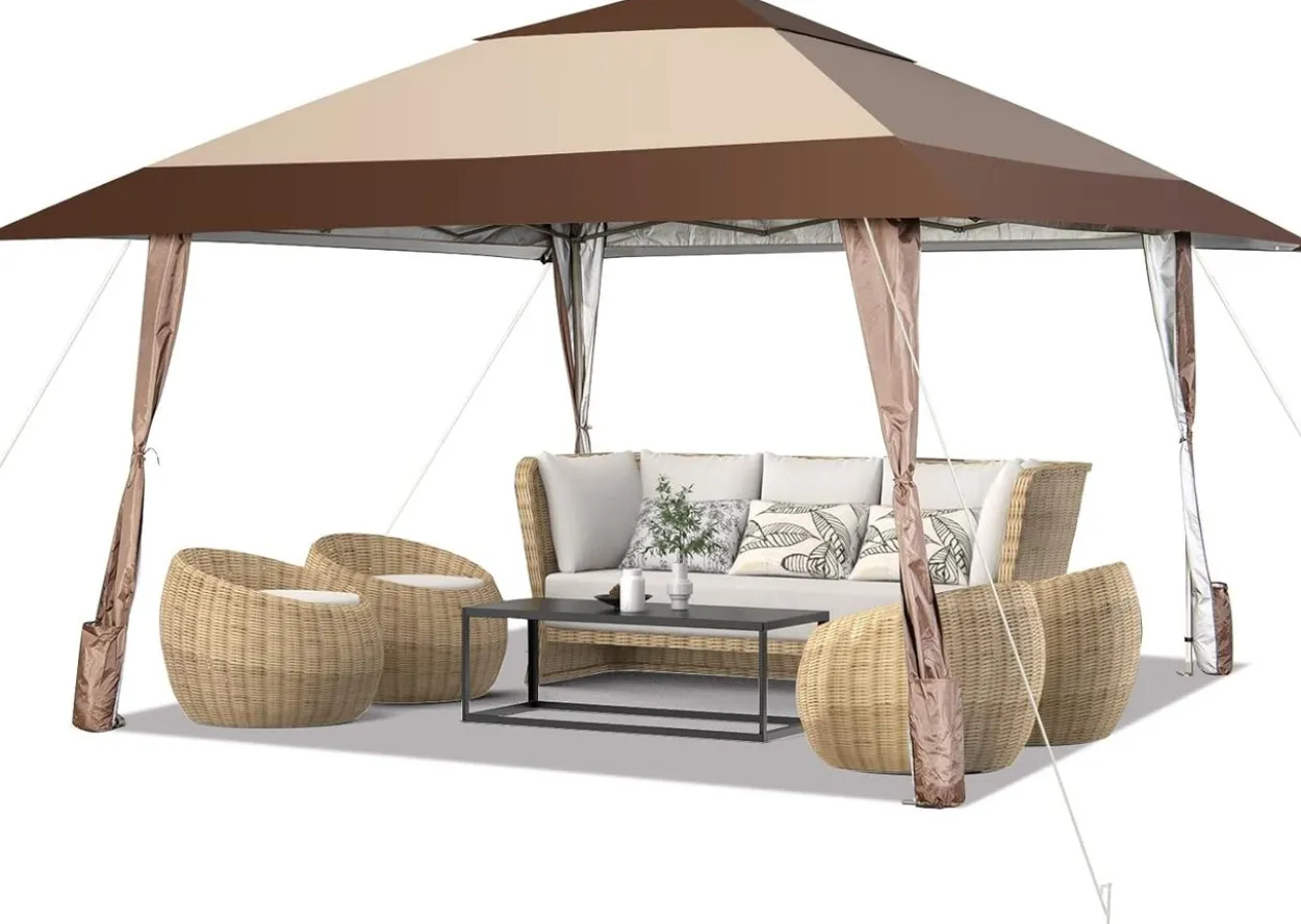 4x4m Faltpavillon, Pop Up Pavillon mit Rollen