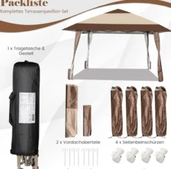 4x4m Faltpavillon, Pop Up Pavillon mit Rollen