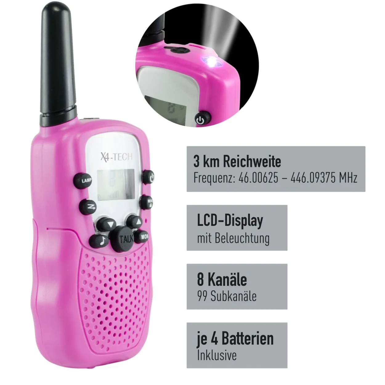 X4-TECH Walkie Talkie 2er Set pink
