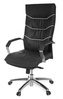 XXL Chefsessel Ferrol Echtleder schwarz, 5-Punkt Multiblock-Mechanik, Bürostuhl bis 120kg