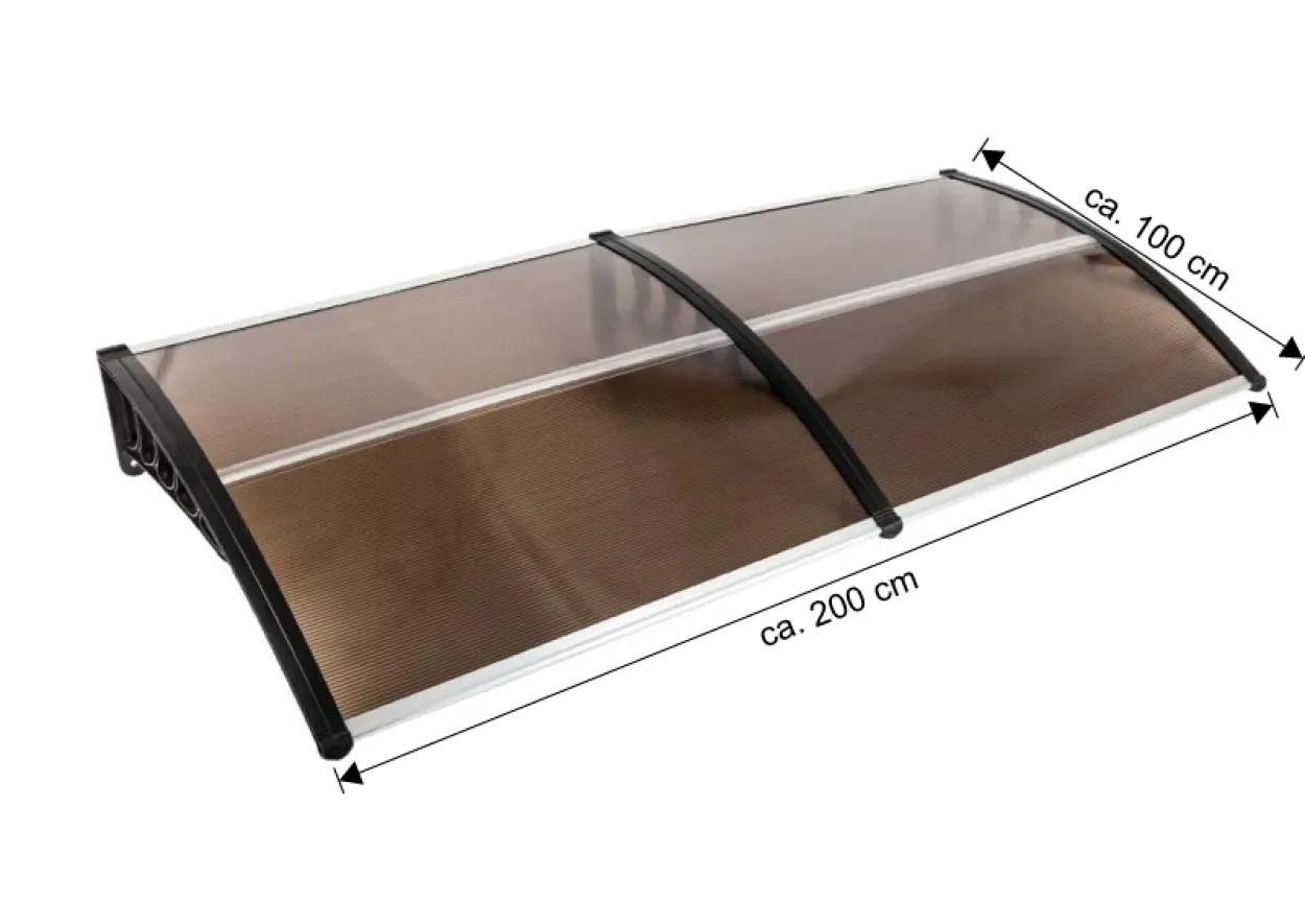 XXL Design-Vordach, aus Polycarbonat ca. 200 x 100 cm - Anthrazit