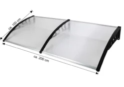 XXL Design-Vordach, aus Polycarbonat ca. 200 x 100 cm - Transparent