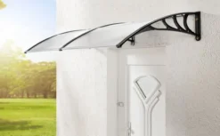 XXL Design-Vordach, mit ABS-Kunststoffrahmen und Polycarbonat ca. 200 x 100 x 28 cm - Transparent