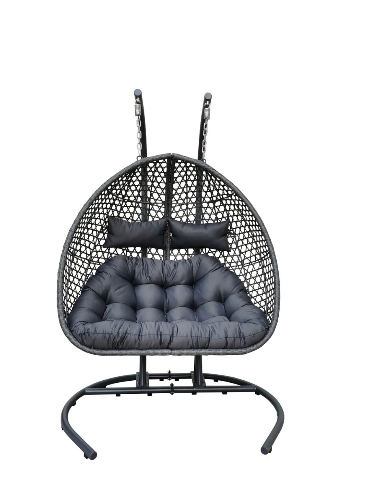 XXL-Hängesessel Polyrattan Doppelhängesessel - Grau
