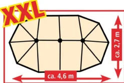 XXL-Oval-Sonnenschirm aus Polyester, ca. 4,6 x 2,7 m - Beige