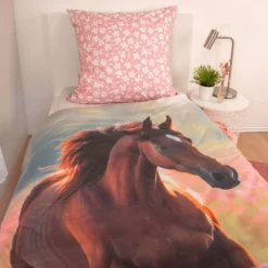 YC Pferd Bettwäsche Größe 80x80 + 135x200 cm