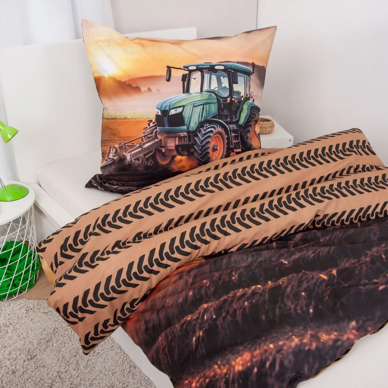 YC Traktor Bettwäsche Größe 80x80 + 135x200 cm
