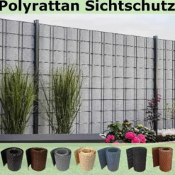 Zaun Sichtschutzstreifen Design Polyrattan 6 x 255 cm x 19 cm