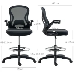 Zeichenstuhl, Höhenverstellbarer Bürostuhl, Ergonomischer Drehstuhl