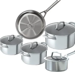 ZEROSTICK 5-teiliges Topf- und Pfannen-Set Edelstahl