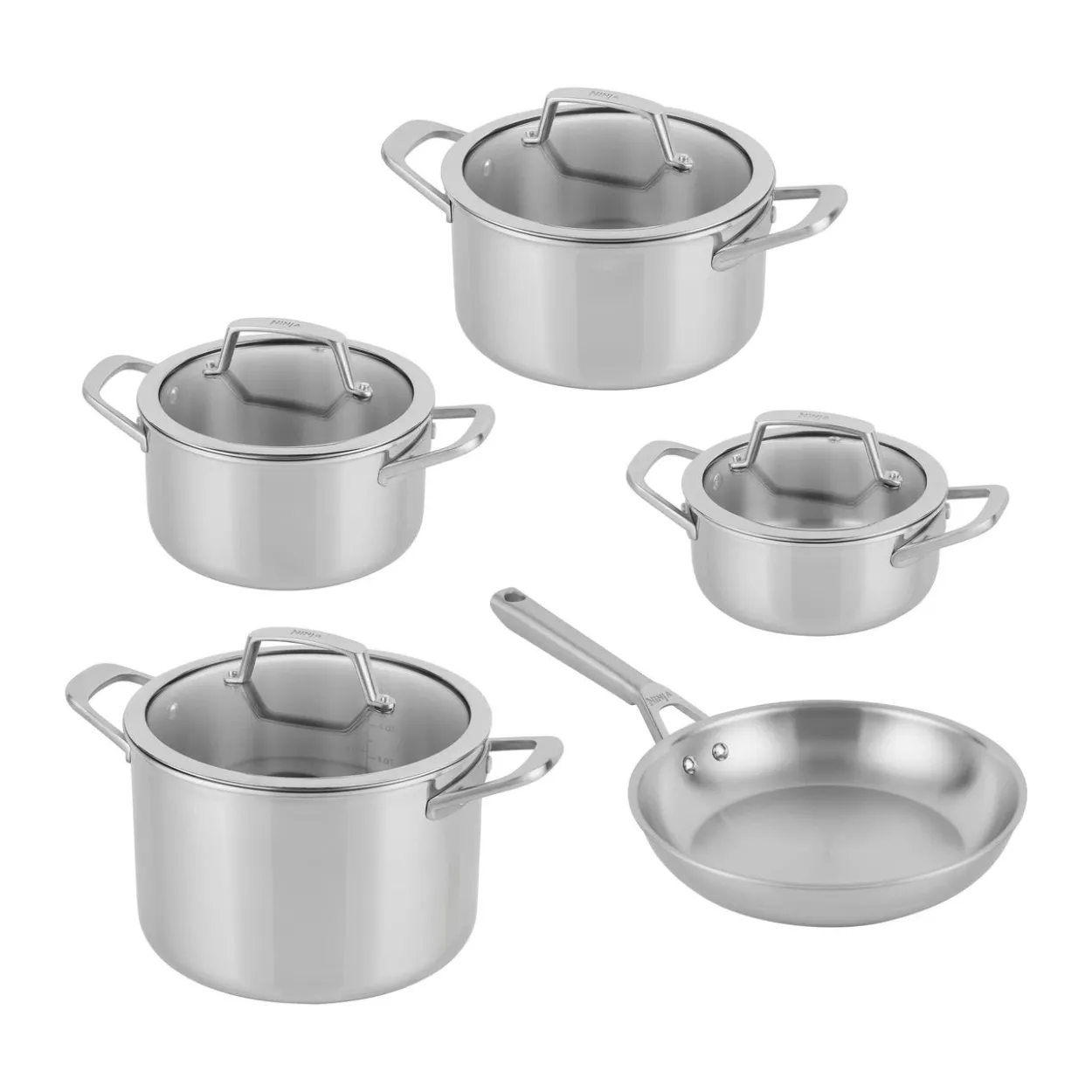 ZEROSTICK 5-teiliges Topf- und Pfannen-Set Edelstahl