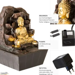 Zimmerbrunnen Buddha mit LED Beleuchtung