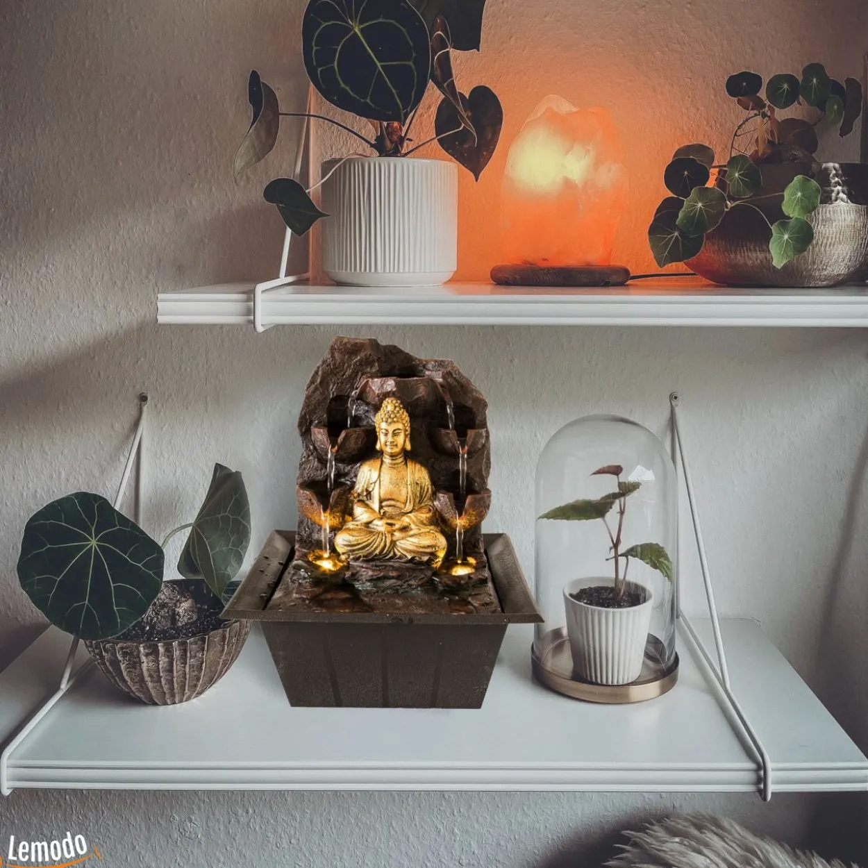 Zimmerbrunnen Buddha mit LED Beleuchtung
