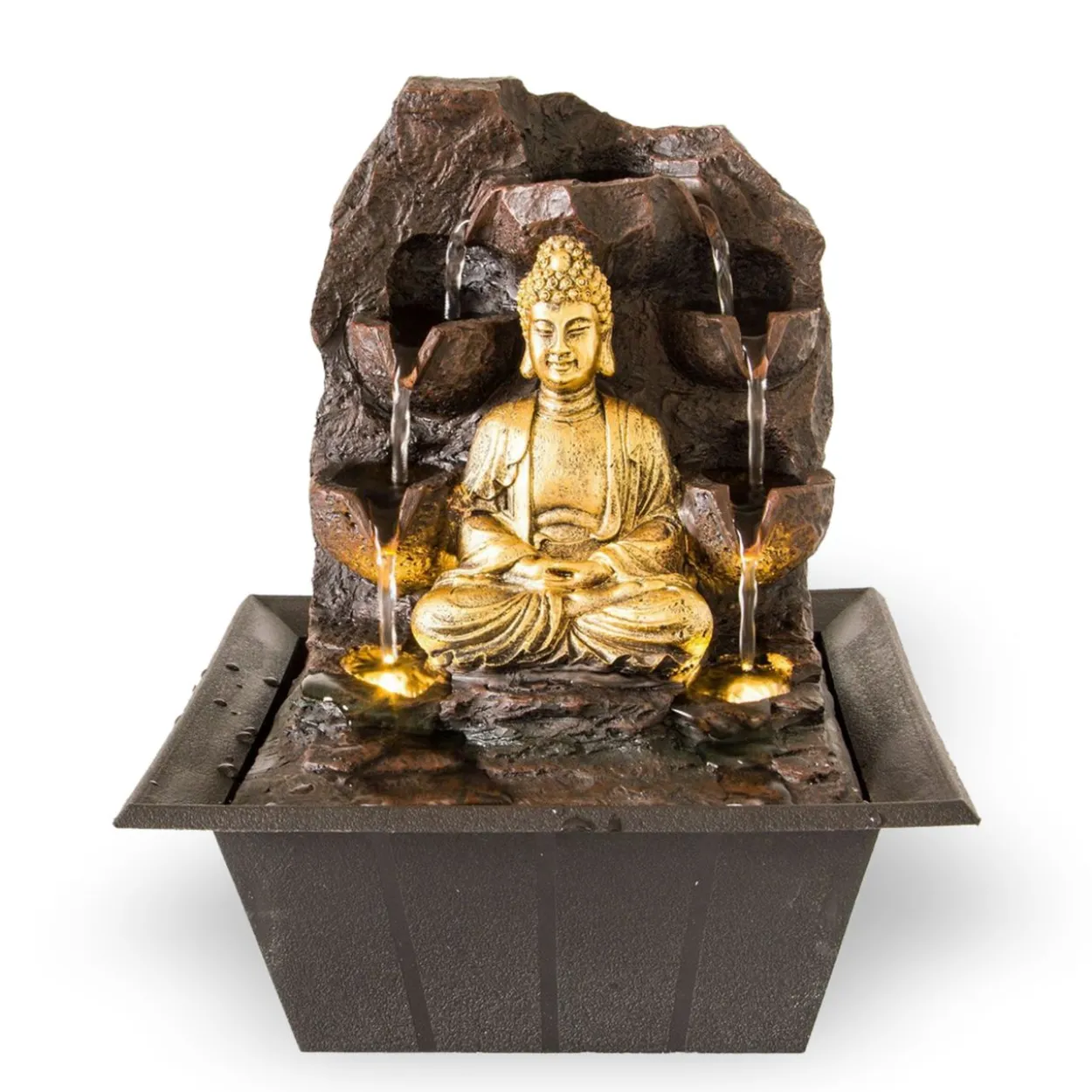 Zimmerbrunnen Buddha mit LED Beleuchtung