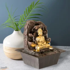 Zimmerbrunnen Buddha mit LED Beleuchtung