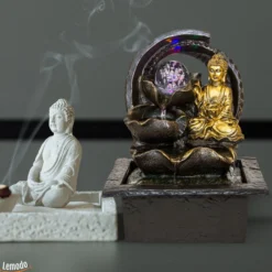 Zimmerbrunnen Buddha mit rotierender Kugel