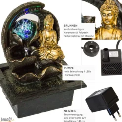 Zimmerbrunnen Buddha mit rotierender Kugel